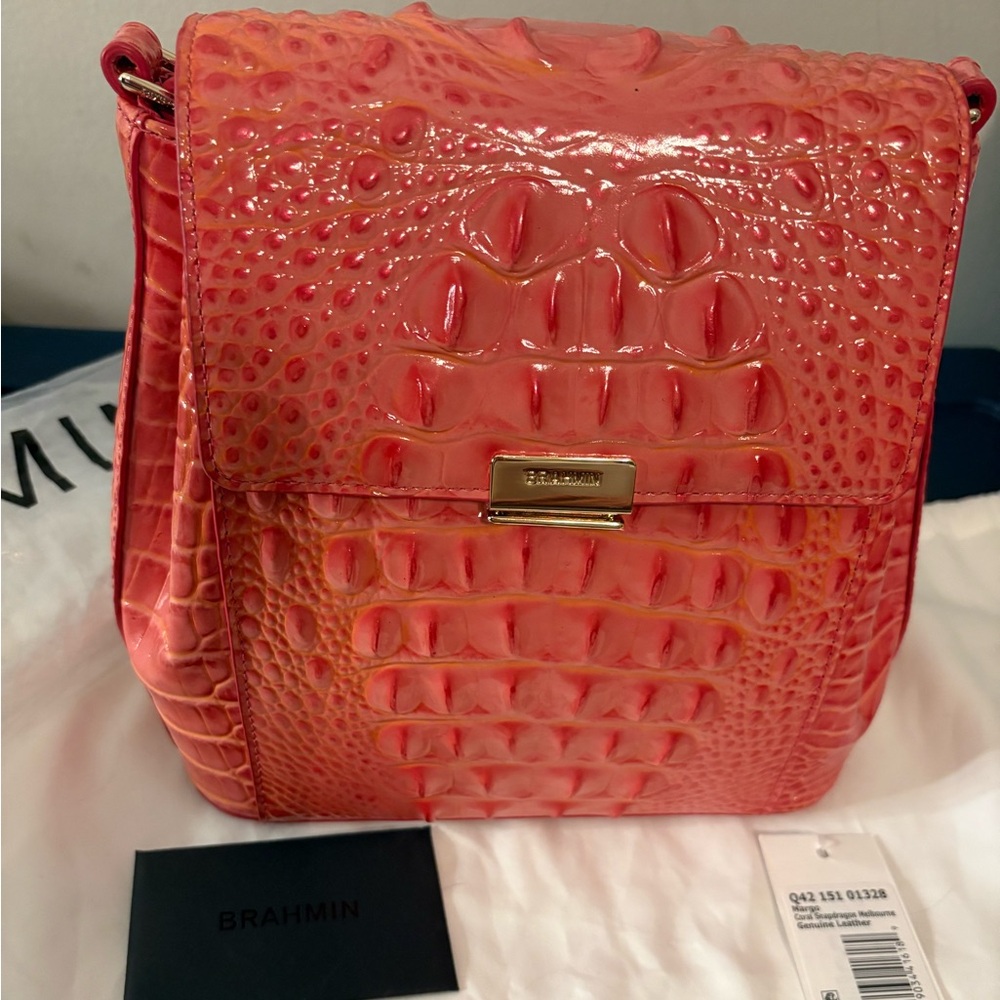 Brahmin Margo in Coral snapdragon